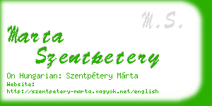 marta szentpetery business card