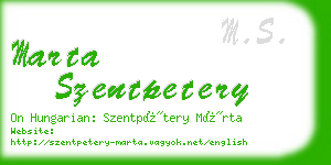 marta szentpetery business card
